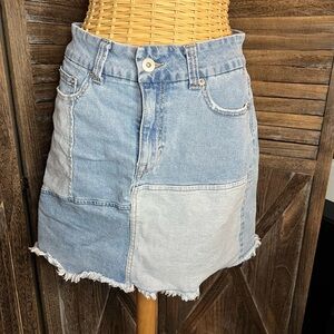 Denim Patchwork Skirt (No Boundaries)